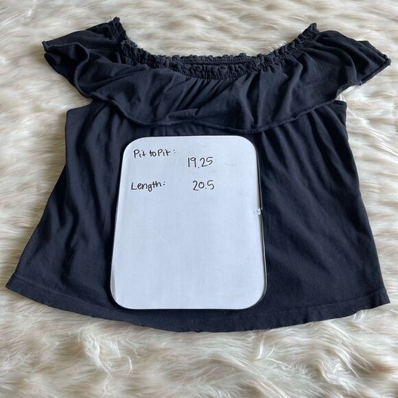 Current Elliott The Ruffle Top in Washed Black - Picture 9 of 9